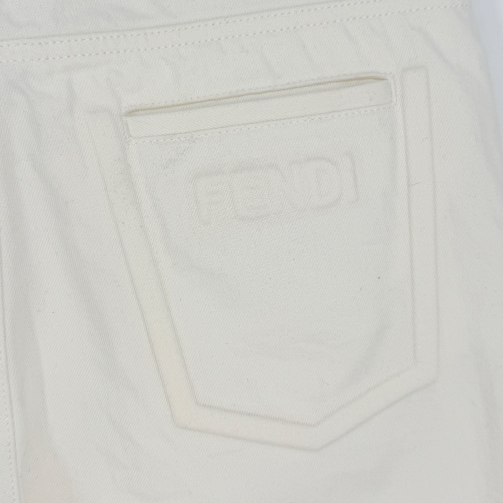 Fendi Roma Mens Size 33x34 Off White Slim Fit Jeans Italy Embossed logo - Picture 5 of 16